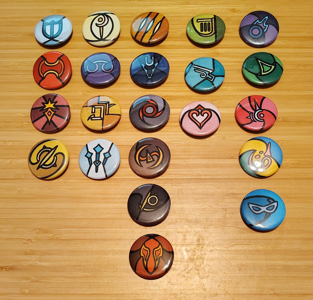 Final Fantasy XIV Stained Glass Job Stones Buttons