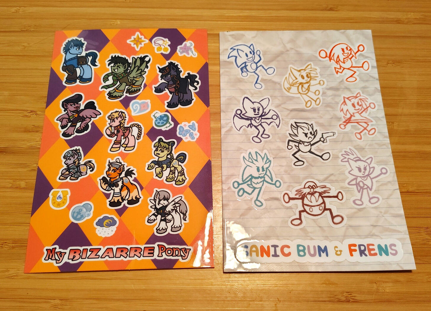 Misc. Fandom Sticker Sheets (JoJo's Bizarre Adventure/MLP and Sonic the Hedgehog Doodles)