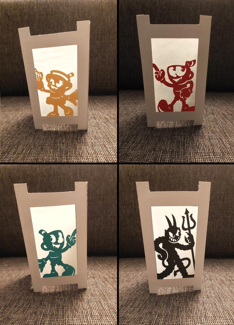 Cuphead 4-Sided Paper Lantern (Ms. Chalice, Cuphead, Mugman, The Devil)