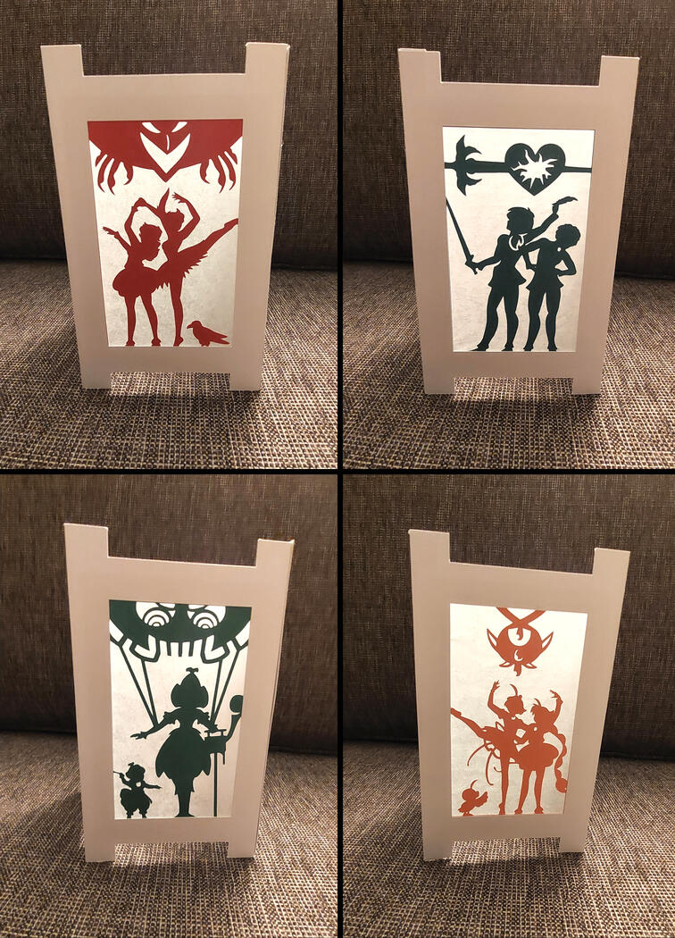 Princess Tutu 4-Sided Paper Lantern (Rue/Princess Kraehe/The Raven, Fakir/Mytho, Edel/Uzura/Drosselmeyer, Ahiru/Duck/Princess Tutu)